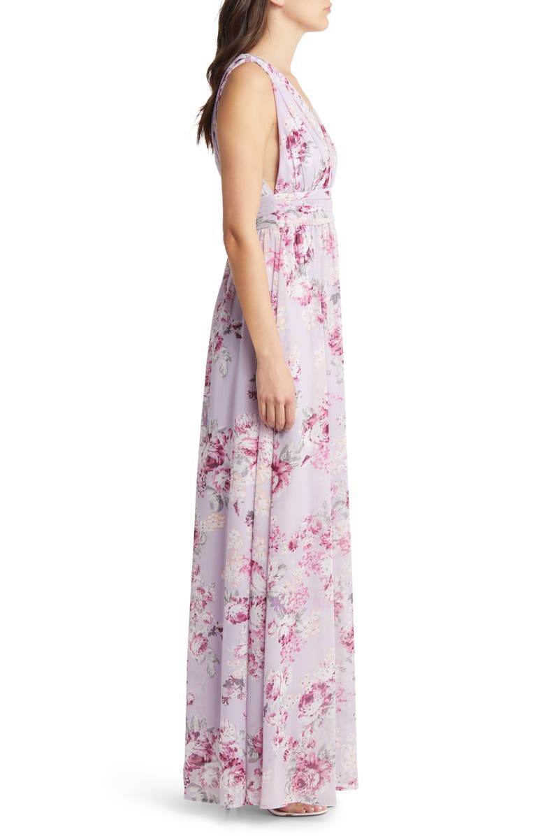 Lulus Garden Meandering Floral Chiffon Gown, Alternate, color,