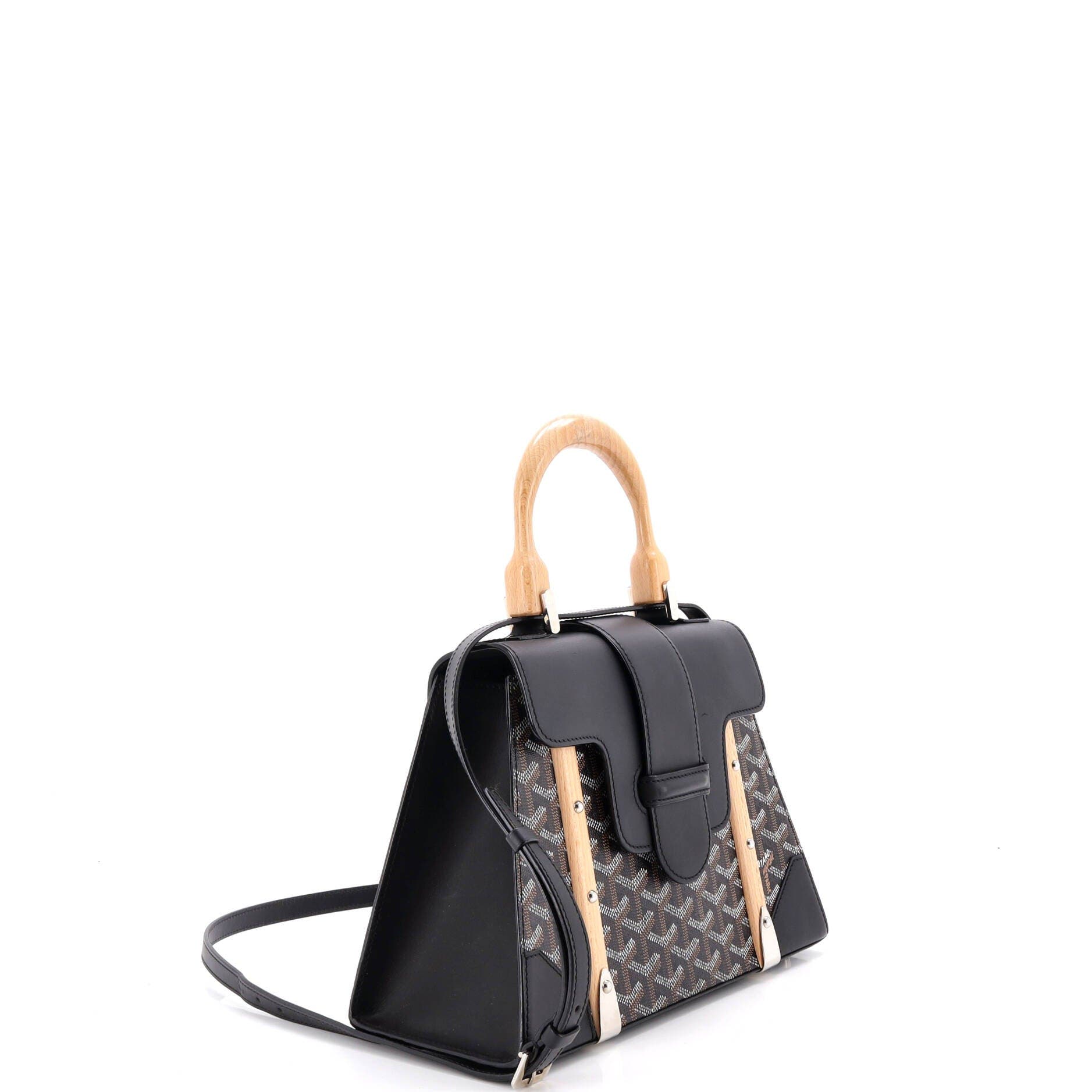 Saigon Top Handle Bag Coated Canvas with Leather PM, Alternate, color, Black