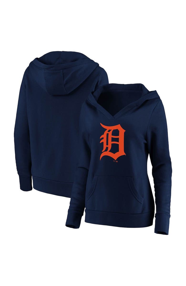 FANATICS Women's Fanatics Branded Navy Detroit Tigers Official Logo Crossover V-Neck Pullover Hoodie, Alternate, color, 