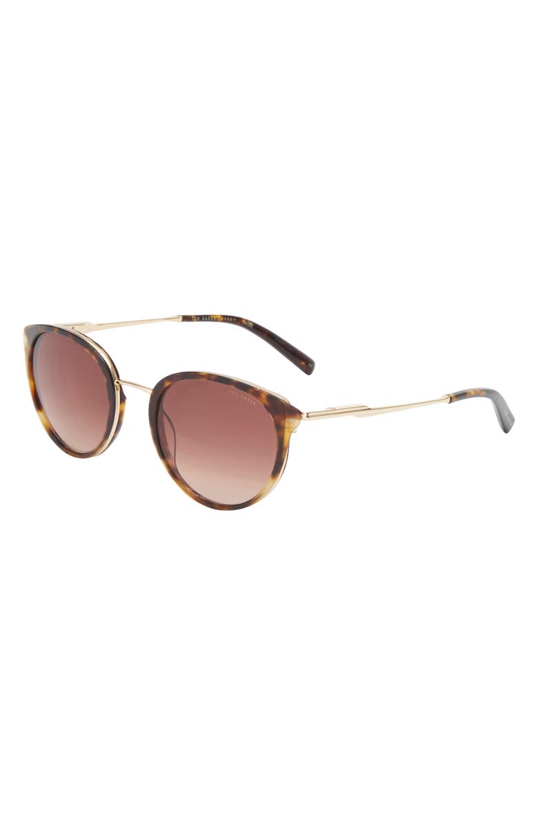 Ted Baker 50mm Gradient Round Sunglasses, Alternate, color, Tortoise