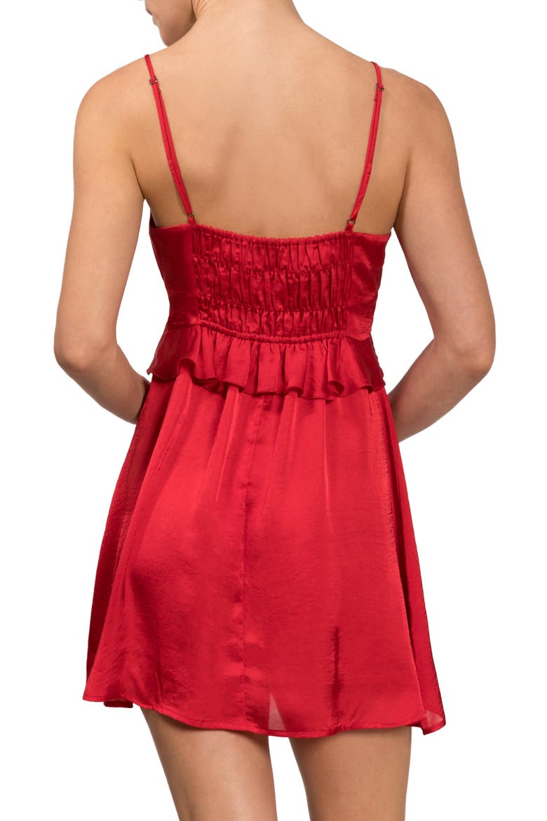 Empire Waist Satin Babydoll, Alternate, color, ROUGE