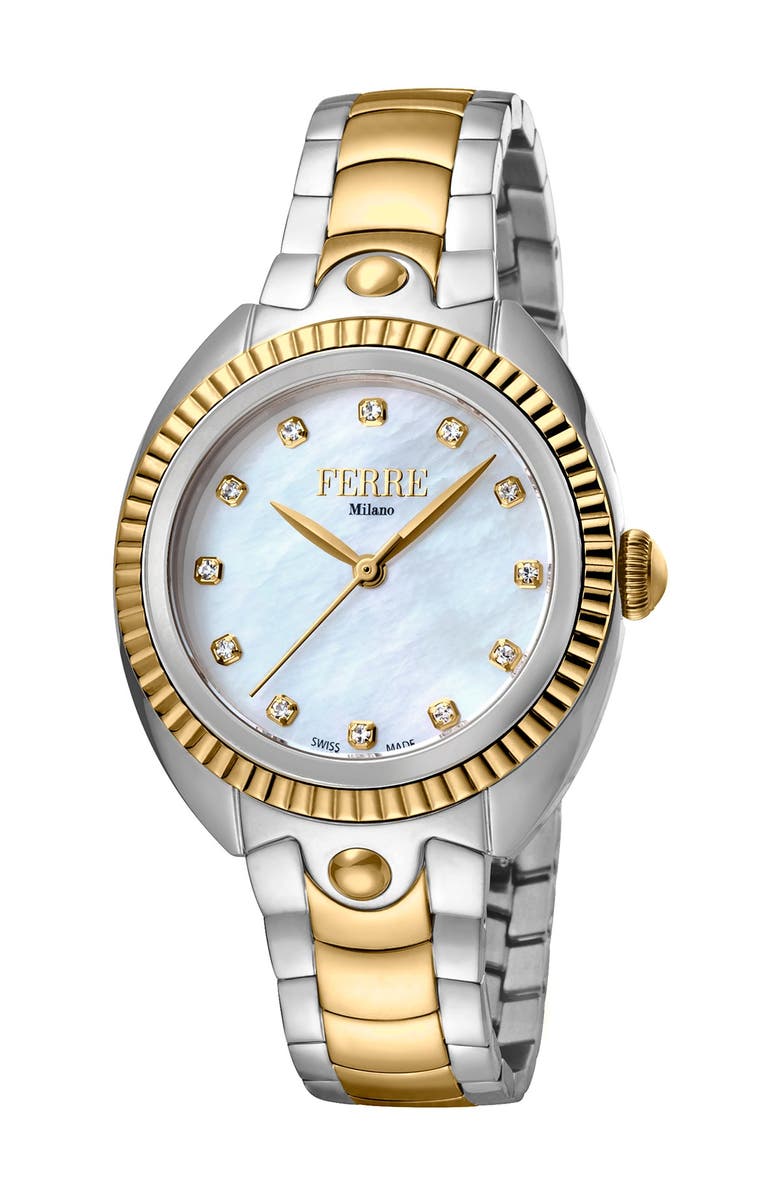 FERRE MILANO Two-Tone Bracelet Watch, 34mm, Main, color,