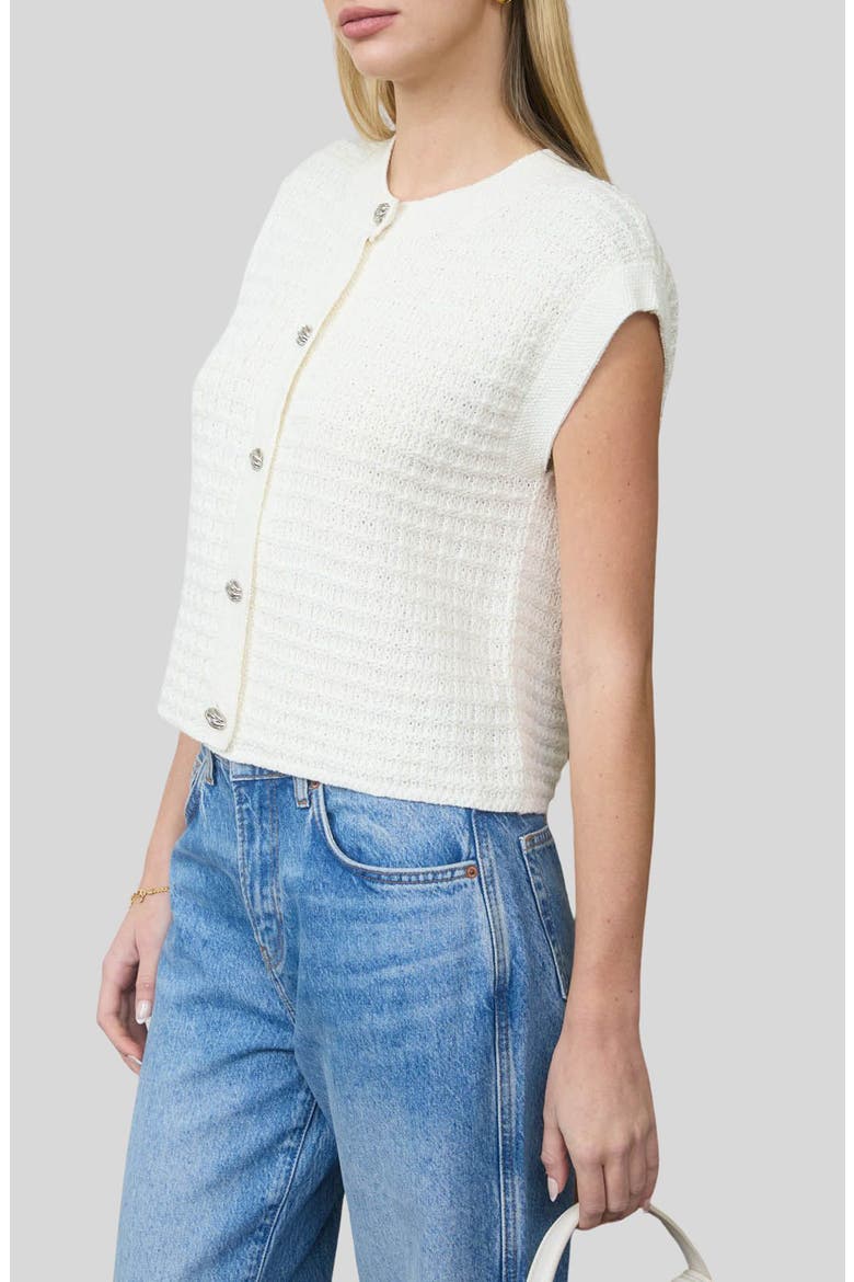 Cap Sleeve Button Front Cardigan, Alternate, color, IVORY
