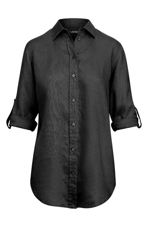 Ralph Lauren Lauren Relaxed Fit Linen Button-up Shirt In Polo Black