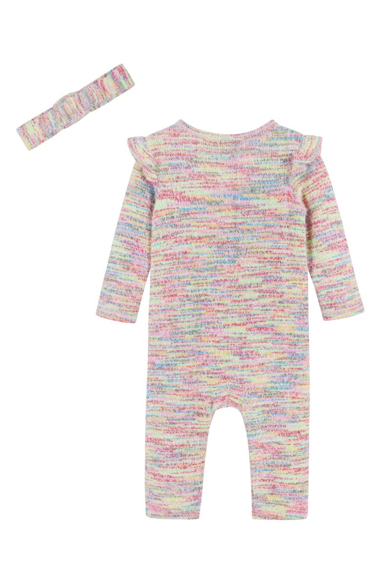 Andy & Evan Ruffle Space Dye Romper & Headband Set, Alternate, color, 