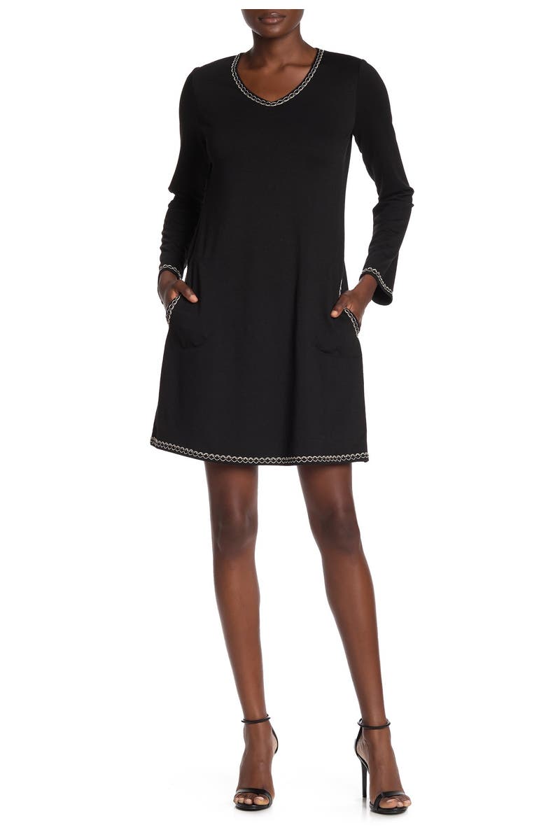 MAX STUDIO Topstitched Long Sleeve Sweater Dress, Main, color, 