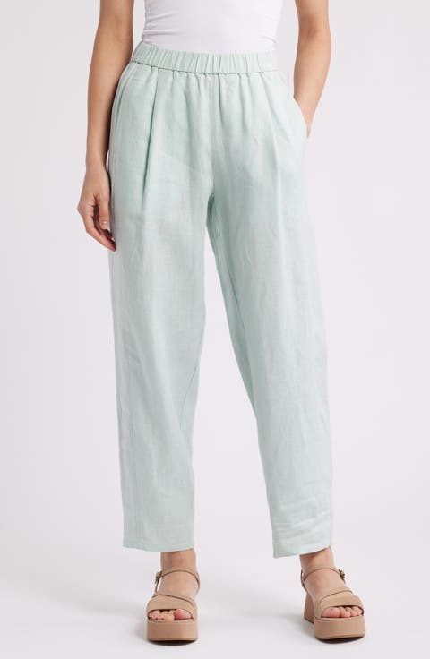 Pleated Organic Linen Lantern Pants