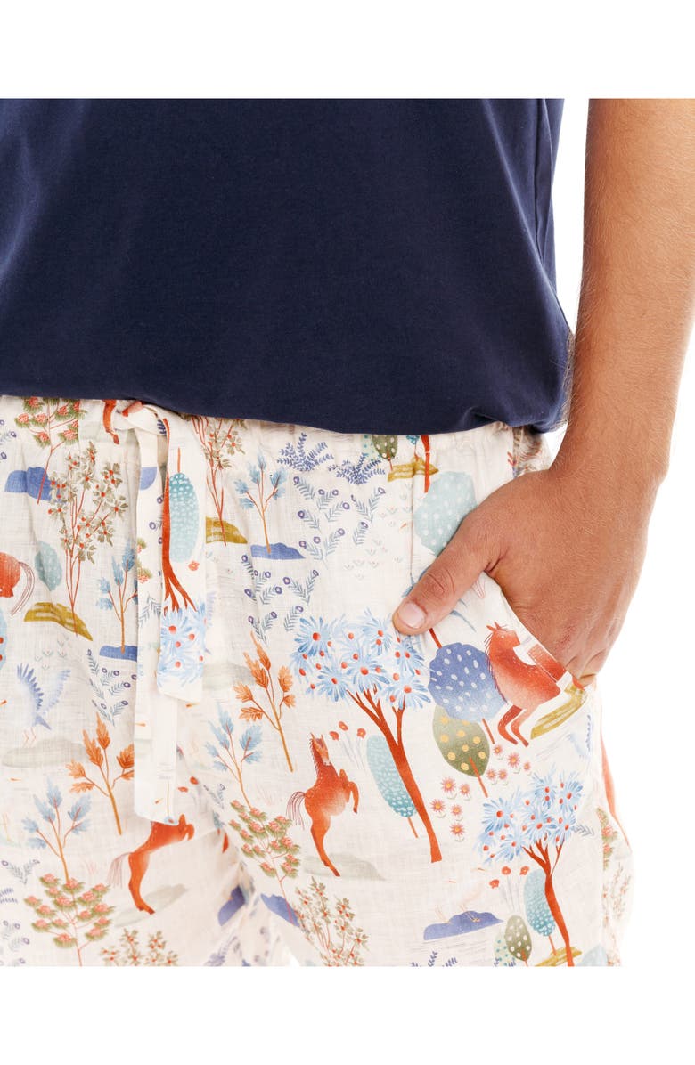 The Lazy Poet Drew Equus Horse Print Linen Pajama Pants, Alternate, color, 