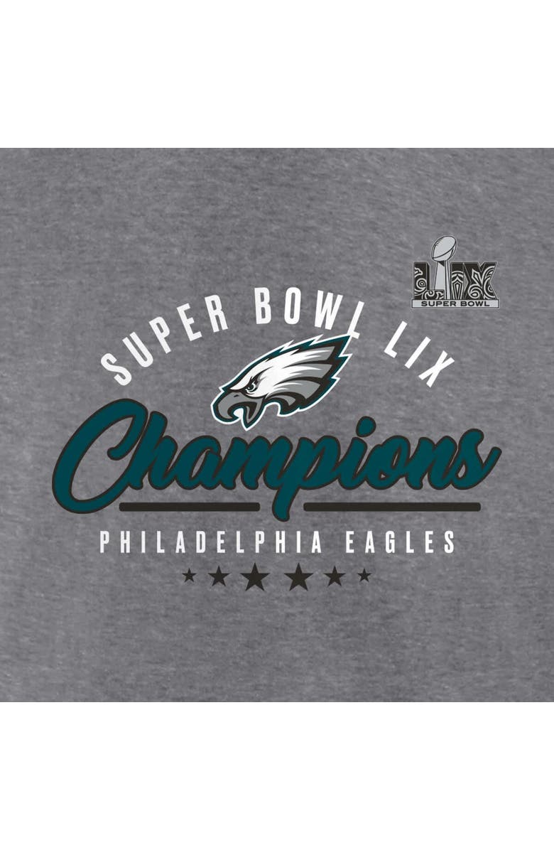 FANATICS Women's Fanatics  Heather Gray Philadelphia Eagles Super Bowl LIX Champions Prestigious Run Tri-Blend Scoop Neck T-Shirt, Alternate, color, 