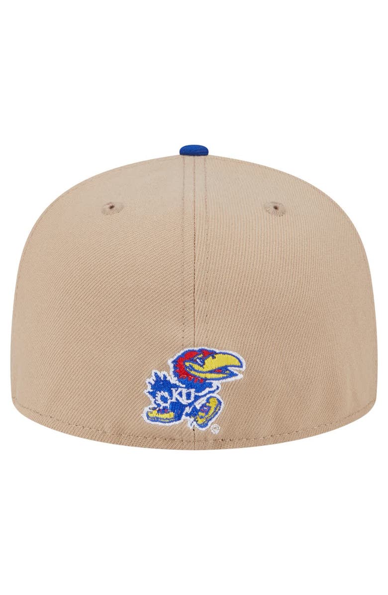 New Era Men's New Era Khaki Kansas Jayhawks Two-Tone 59FIFTY Fitted Hat, Alternate, color, Khaki