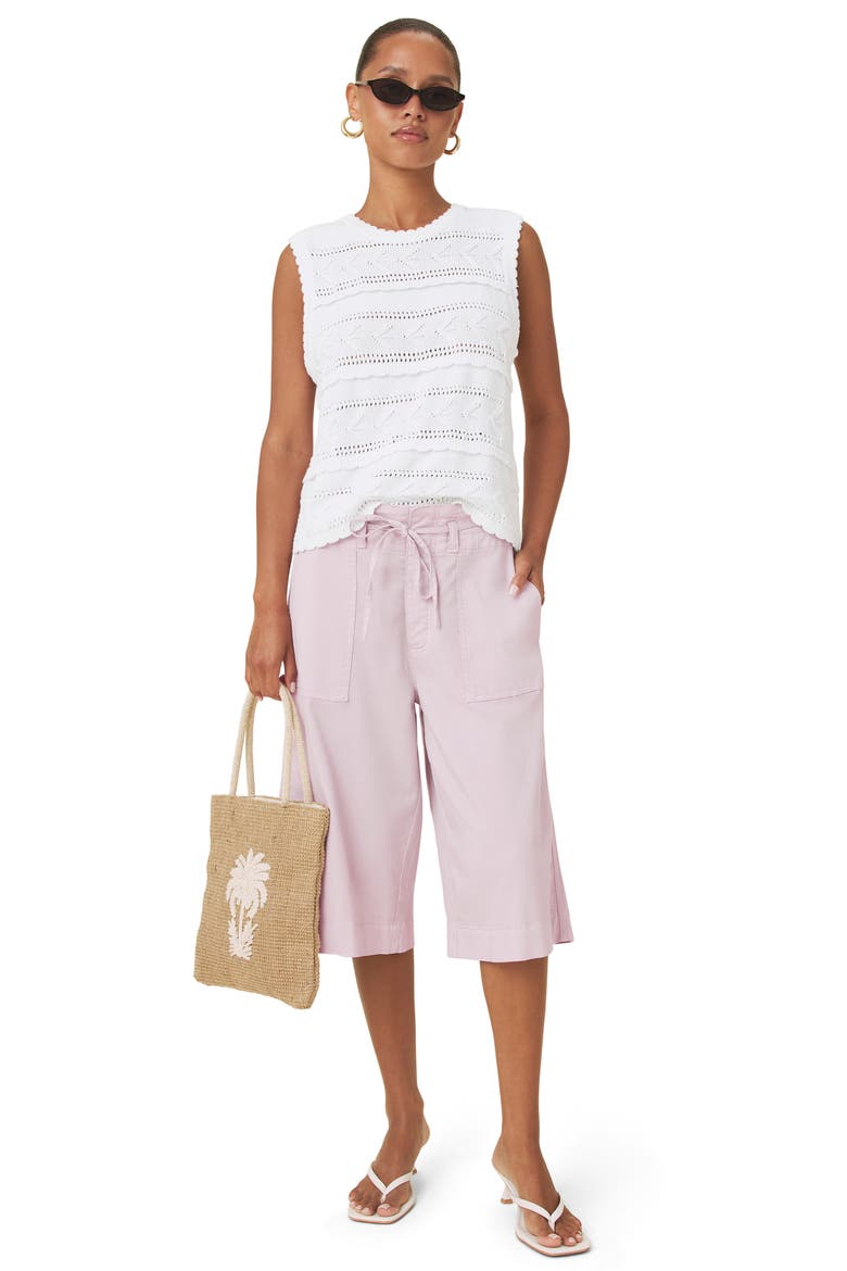 Giovanna Open Stitch Cotton Sweater Tank, Alternate, color, WHITE