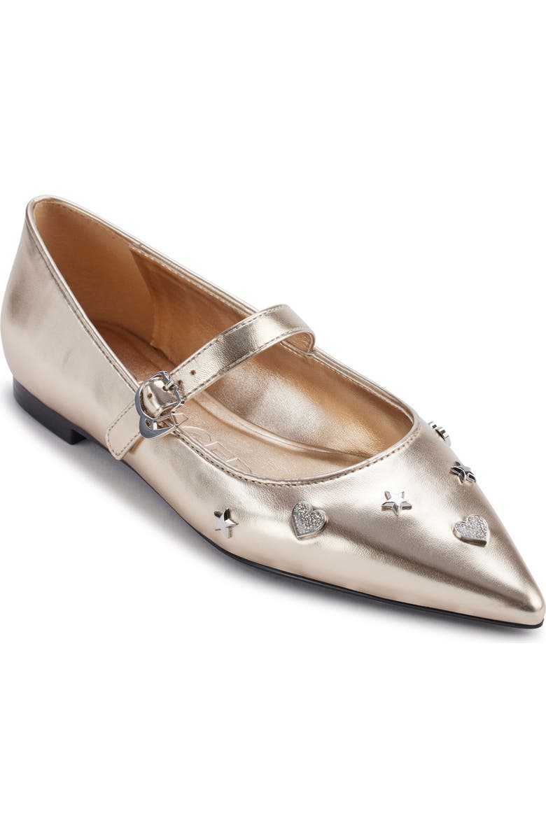 KARL LAGERFELD PARIS Veyda Pointed Toe Mary Jane Flat, Main, color, White Gold