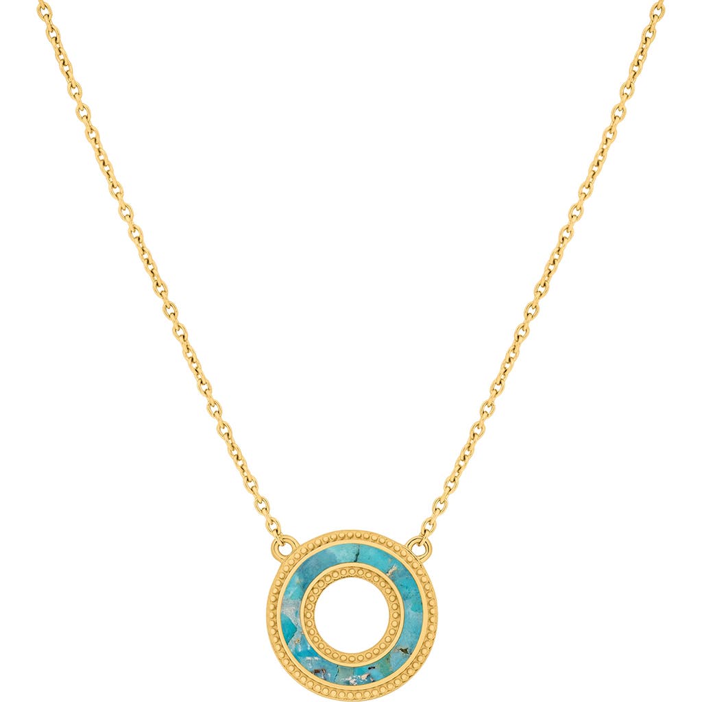 Karma And Luck Elevated Existence Turquoise Karma Circle Gold Necklace In Gold
