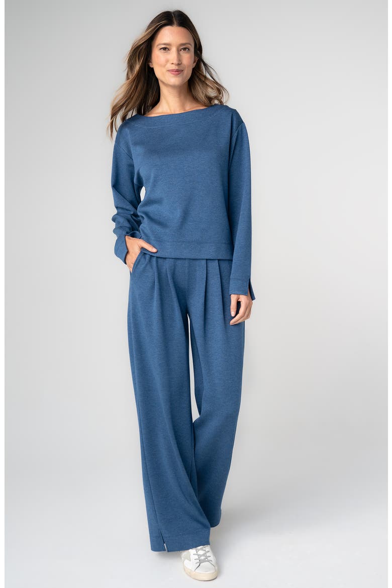 Long Sleeve Bateau Neck Top, Alternate, color, HEATHERED NAVY