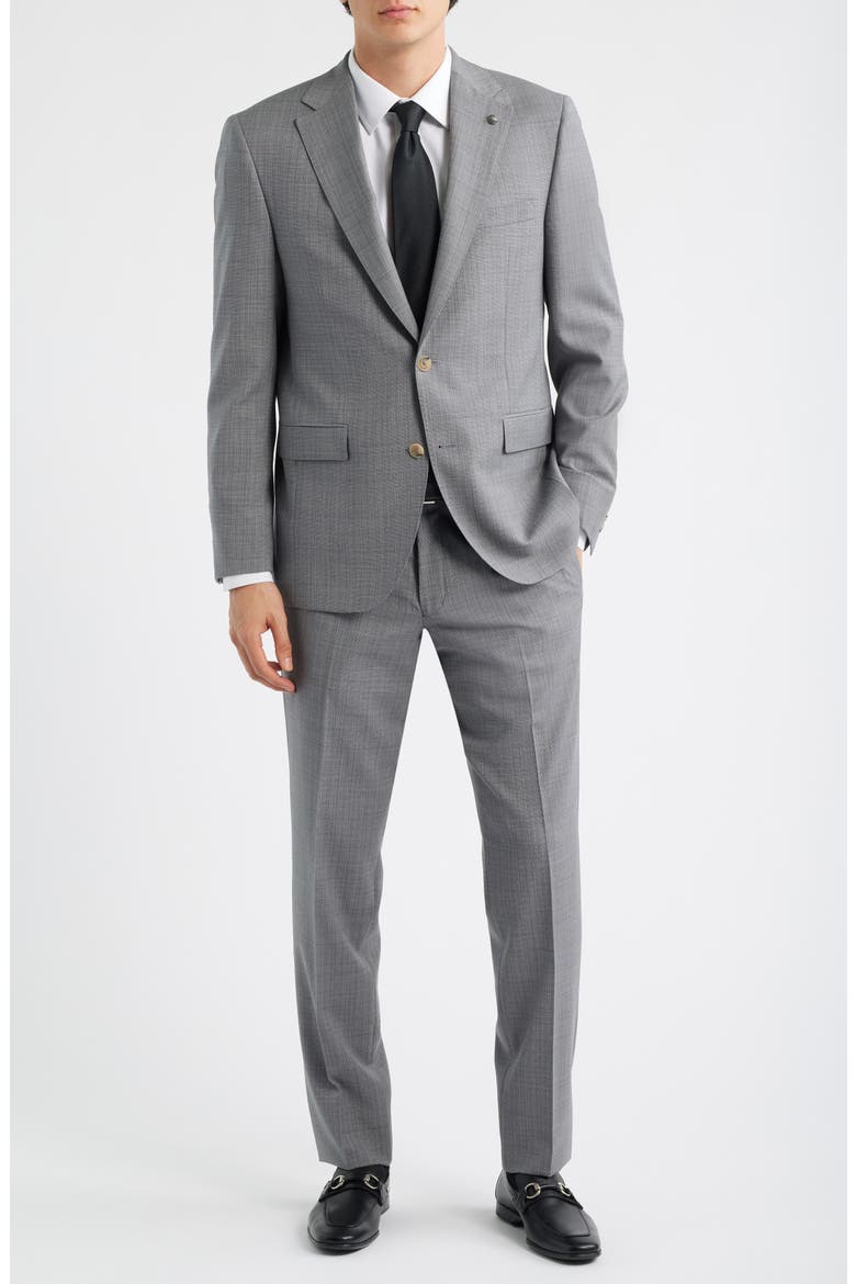 Exprit Dark Light Grey Mélange Wool Suit, Alternate, color, GREY