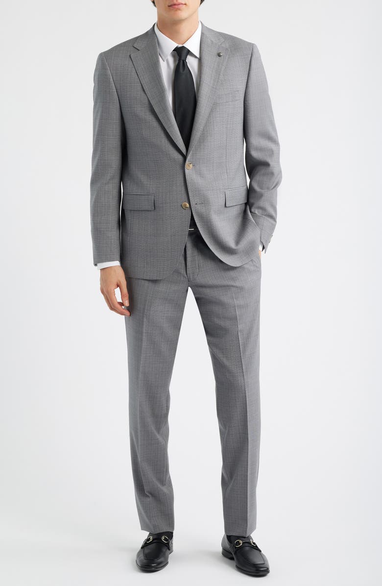 Jack Victor Exprit Dark Light Grey Mélange Wool Suit, Alternate, color, Grey