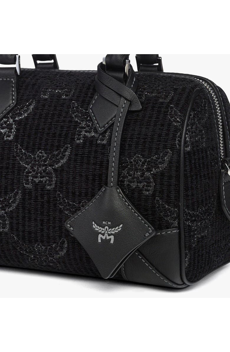 MCM Small Ella Boston Bag in Lauretos Lurex Jacquard, Alternate, color, Black