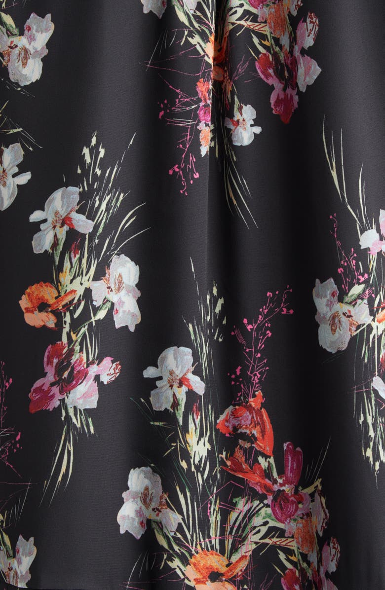 Cinq à Sept Iris Bouquet Alinda Long Sleeve Shirtdress, Alternate, color, Black Multi