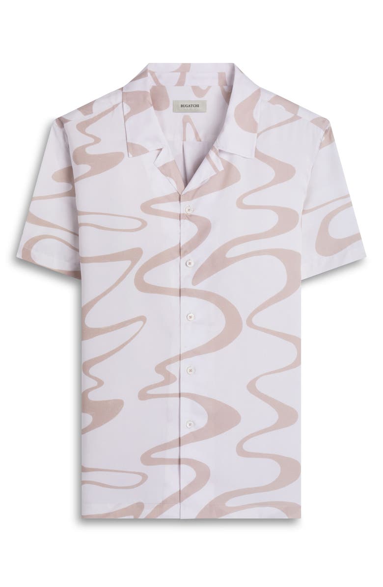 Bugatchi Jackson Abstract Print Lyocell Camp Shirt, Alternate, color, Sand