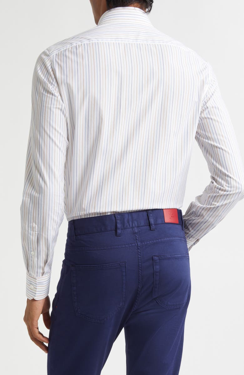 ISAIA Stripe Cotton Button-Up Shirt, Alternate, color, White