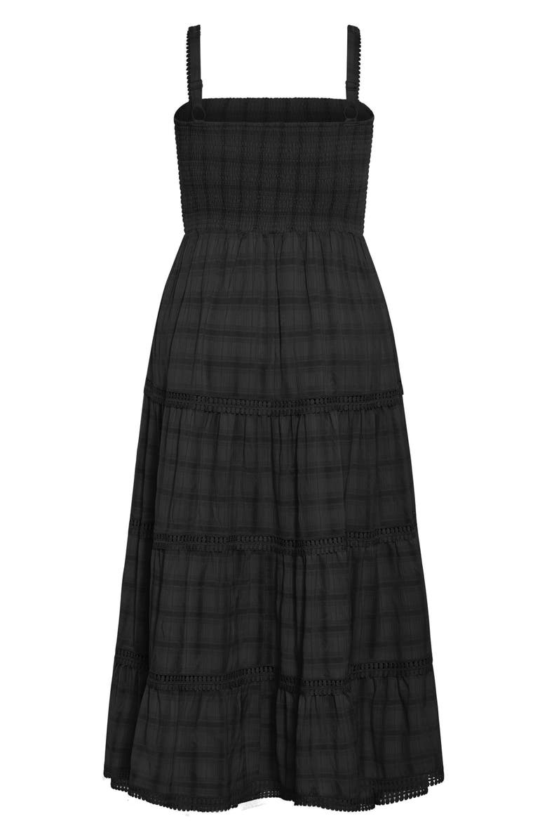 City Chic Dakota Tiered Maxi Sundress, Alternate, color, Black