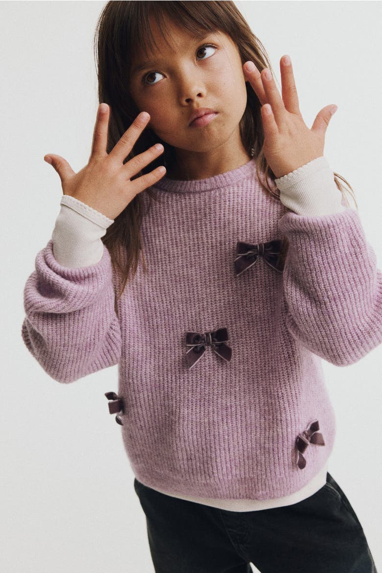 Appliquéd Sweater, Alternate, color, Dusty purple/bows