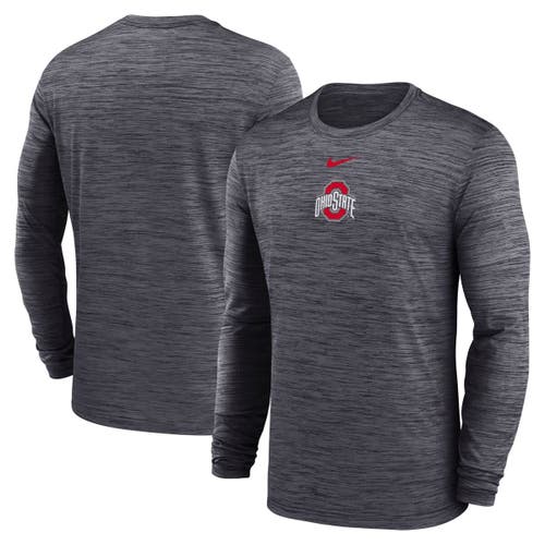 Nike Black Ohio State Buckeyes 2025 Sideline Velocity Performance Long Sleeve T-shirt In Blue