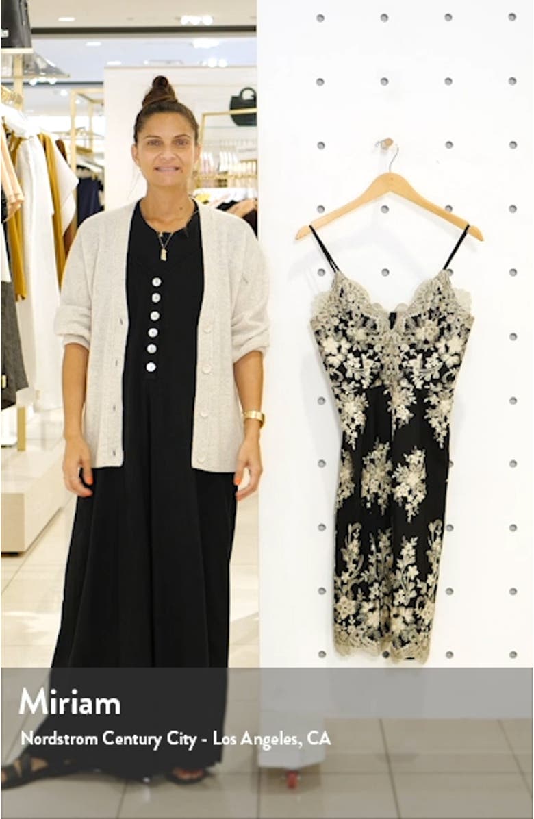 Hally Metallic Floral Embroidered Cocktail Dress, sales video thumbnail