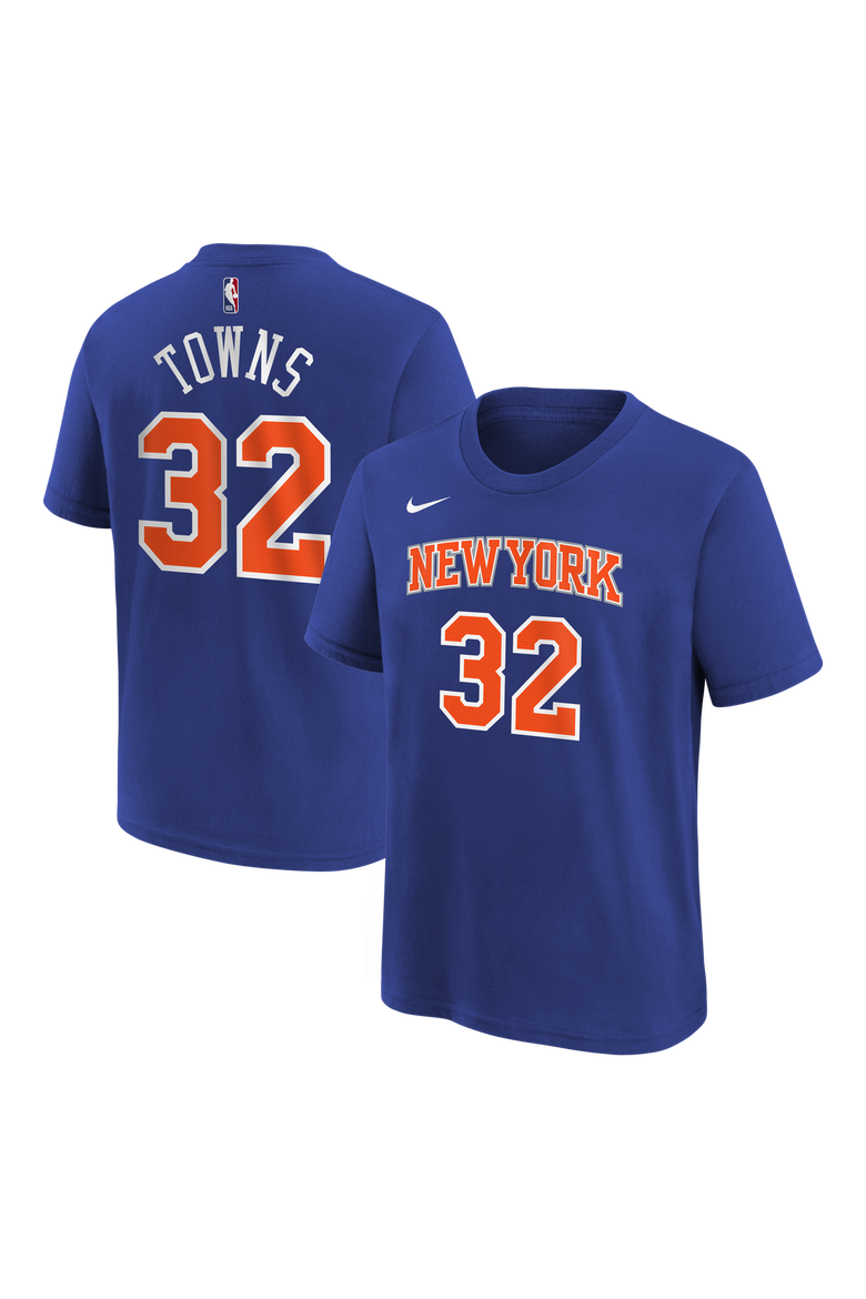 Youth Nike Karl-Anthony Towns Blue New York Knicks Icon Name & Number T-Shirt, Main, color, Blue