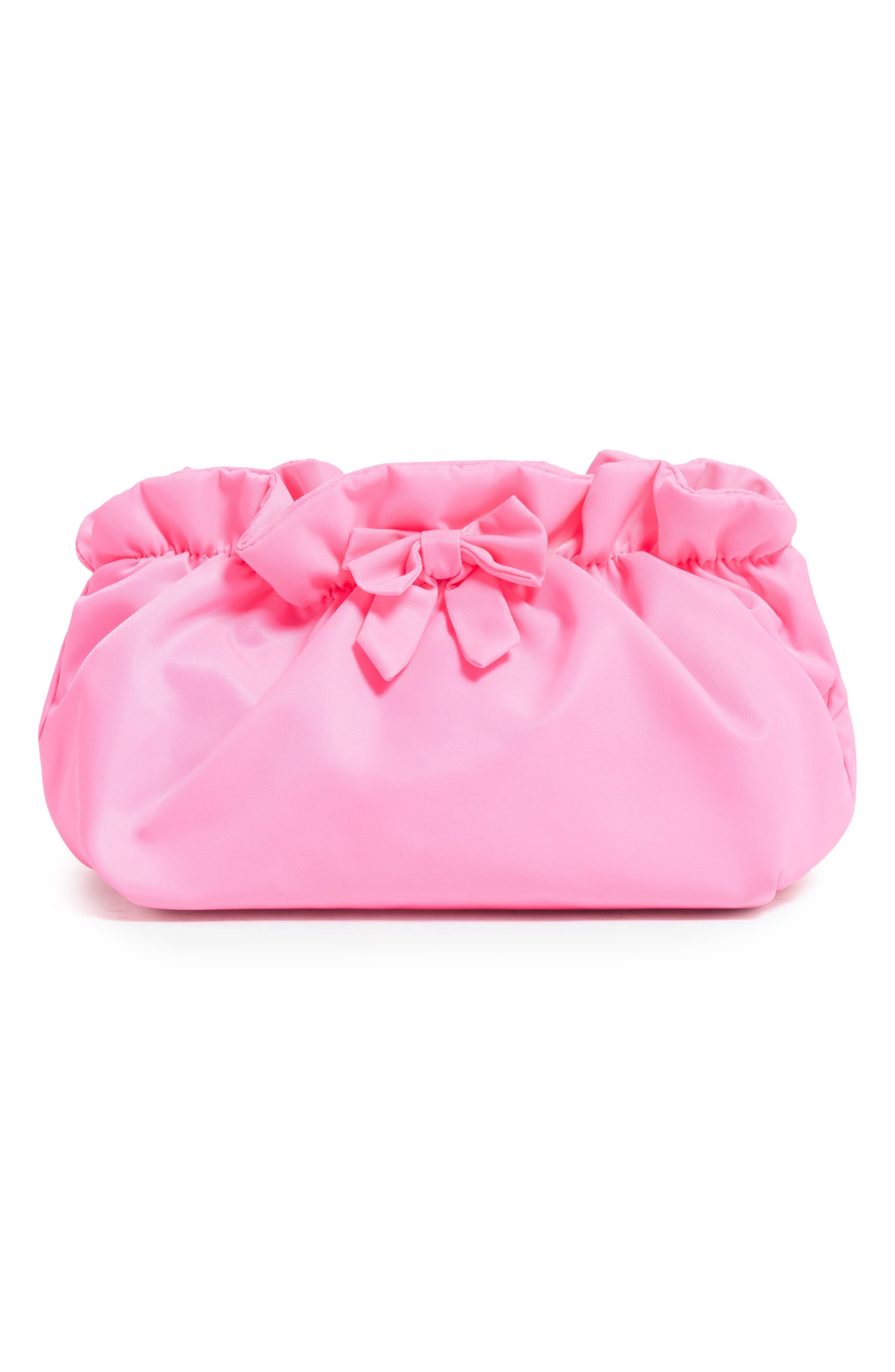 Bow Nylon Pouch, Alternate, color, BUBBLEGUM