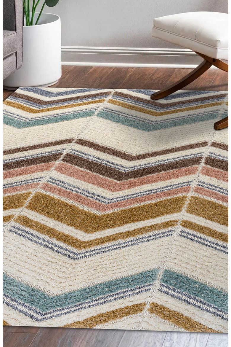 Elin Chevron High-Low Area Rug, Alternate, color, Multi/Cream