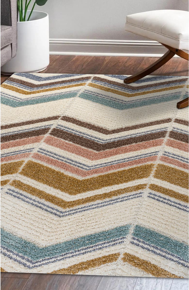 JONATHAN Y Elin Chevron High-Low Area Rug, Alternate, color, Multi/Cream
