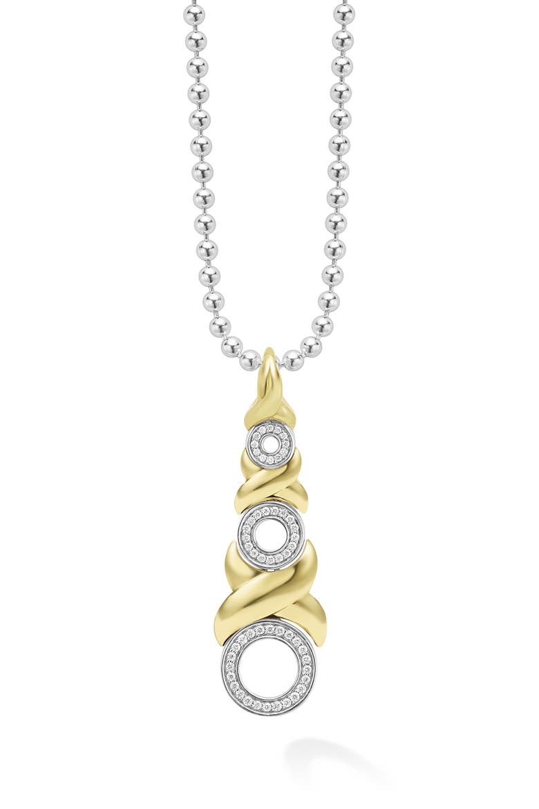 Embrace XO Pavé Diamond Pendant Necklace, Main, color, METALLIC