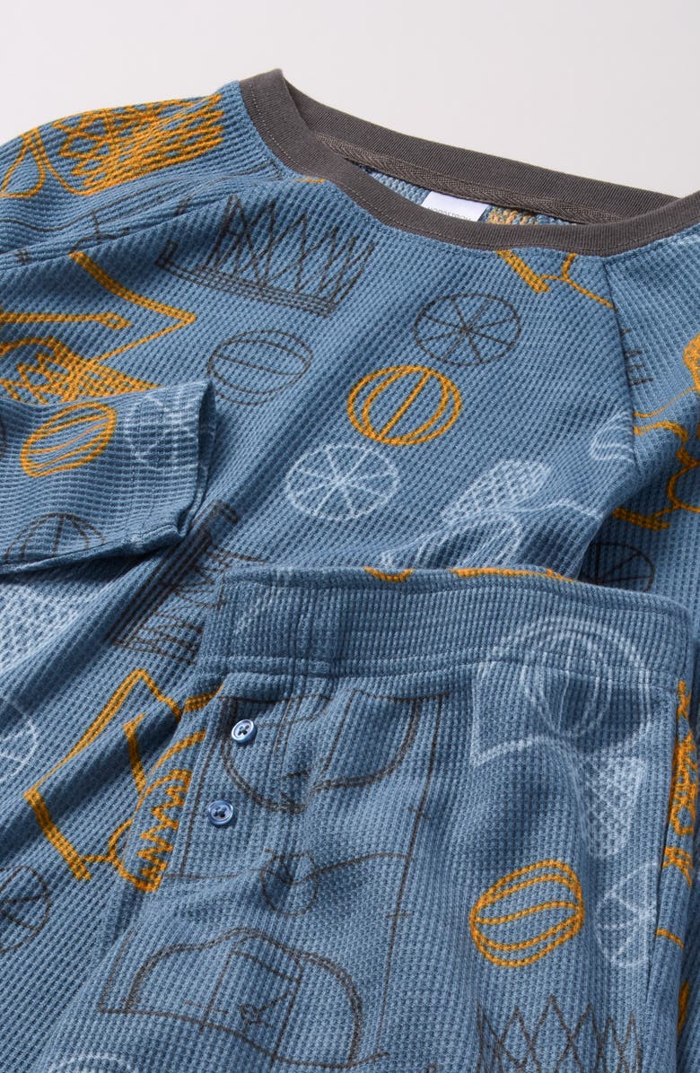 Nordstrom Kids' Two-Piece Henley Short Pajamas, Alternate, color, Blue Sports Court