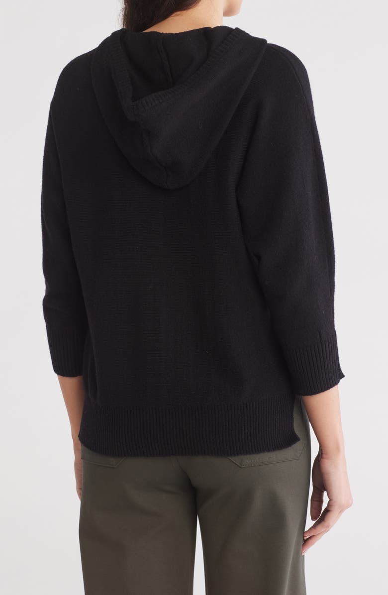 T Tahari Hooded Three Quarter Sleeve Sweater, Alternate, color, 