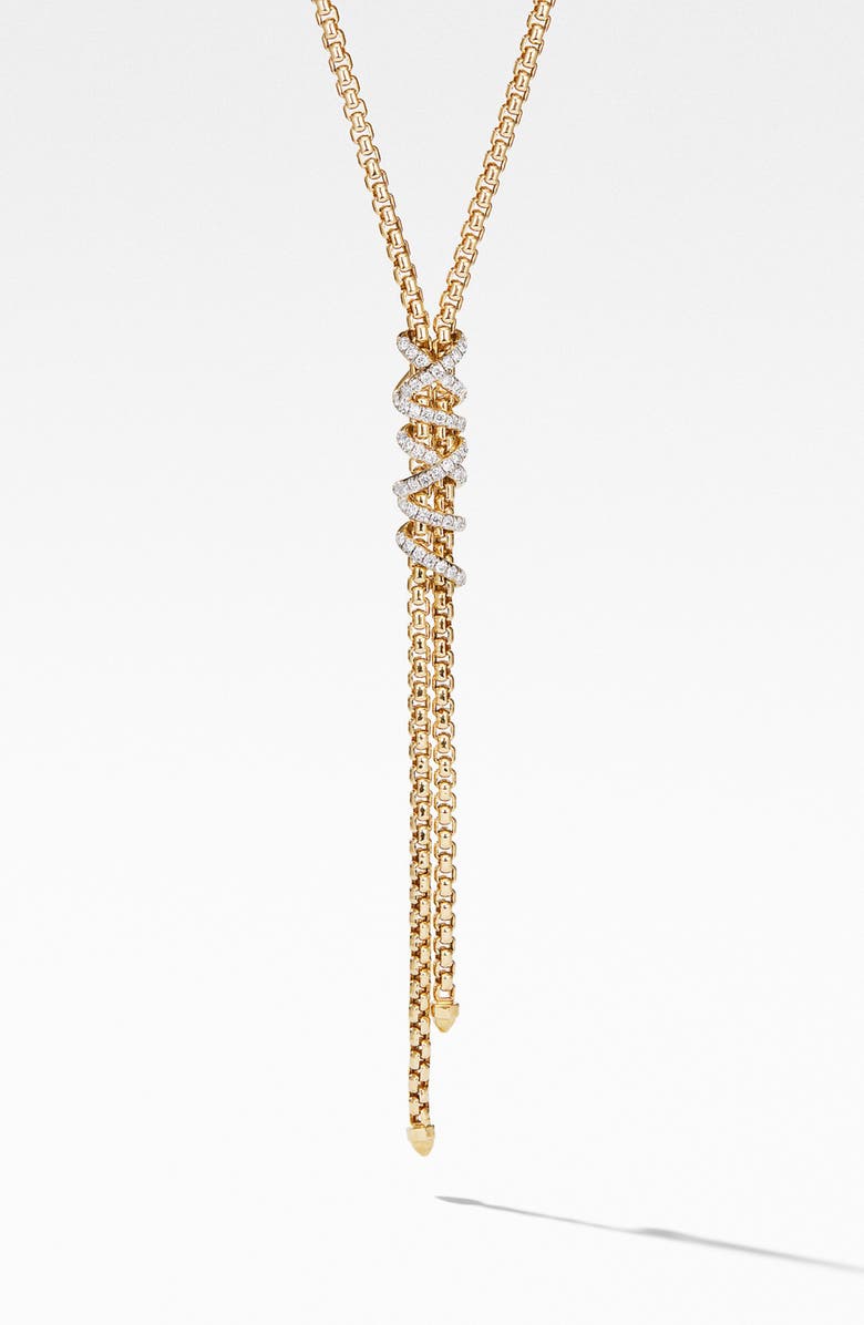 David Yurman Helena Y-Necklace in 18K Yellow Gold with Diamonds, Main, color,