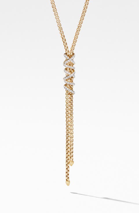 Helena Y-Necklace in 18K Yellow Gold with Diamonds