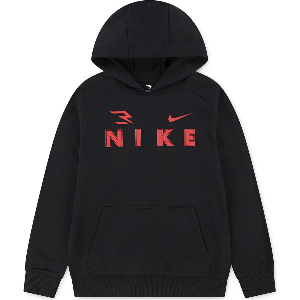 3 Brand Kids' Triple Logo Hoodie In Black