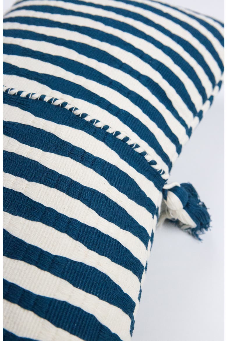 Antigua Classic Striped Handwoven Cotton Throw Pillow, Alternate, color, Dark Teal Blue