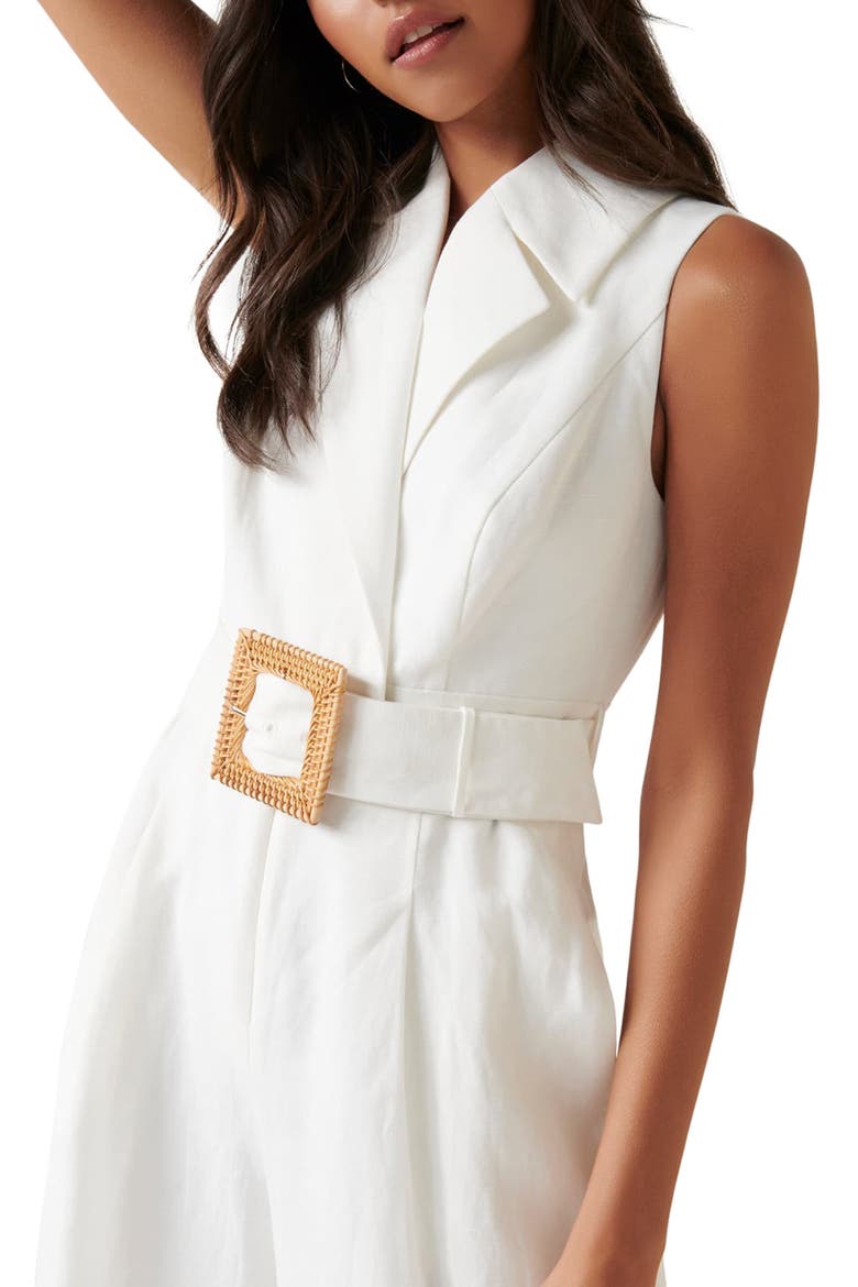 Belted Linen Blend Jumpsuit, Alternate, color, PORCELAIN