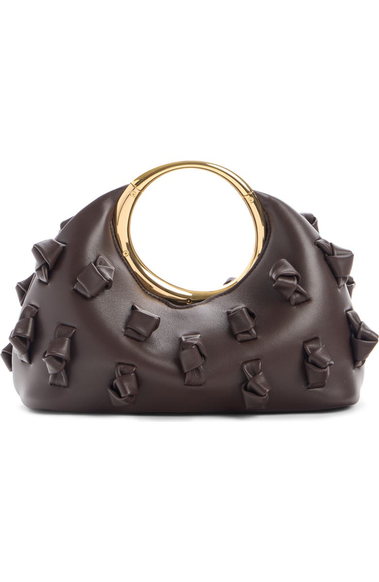 Jacquemus Le Petite Calino Knot Embellished Leather Top Handle Bag, Alternate, color, Midnight Brown 890