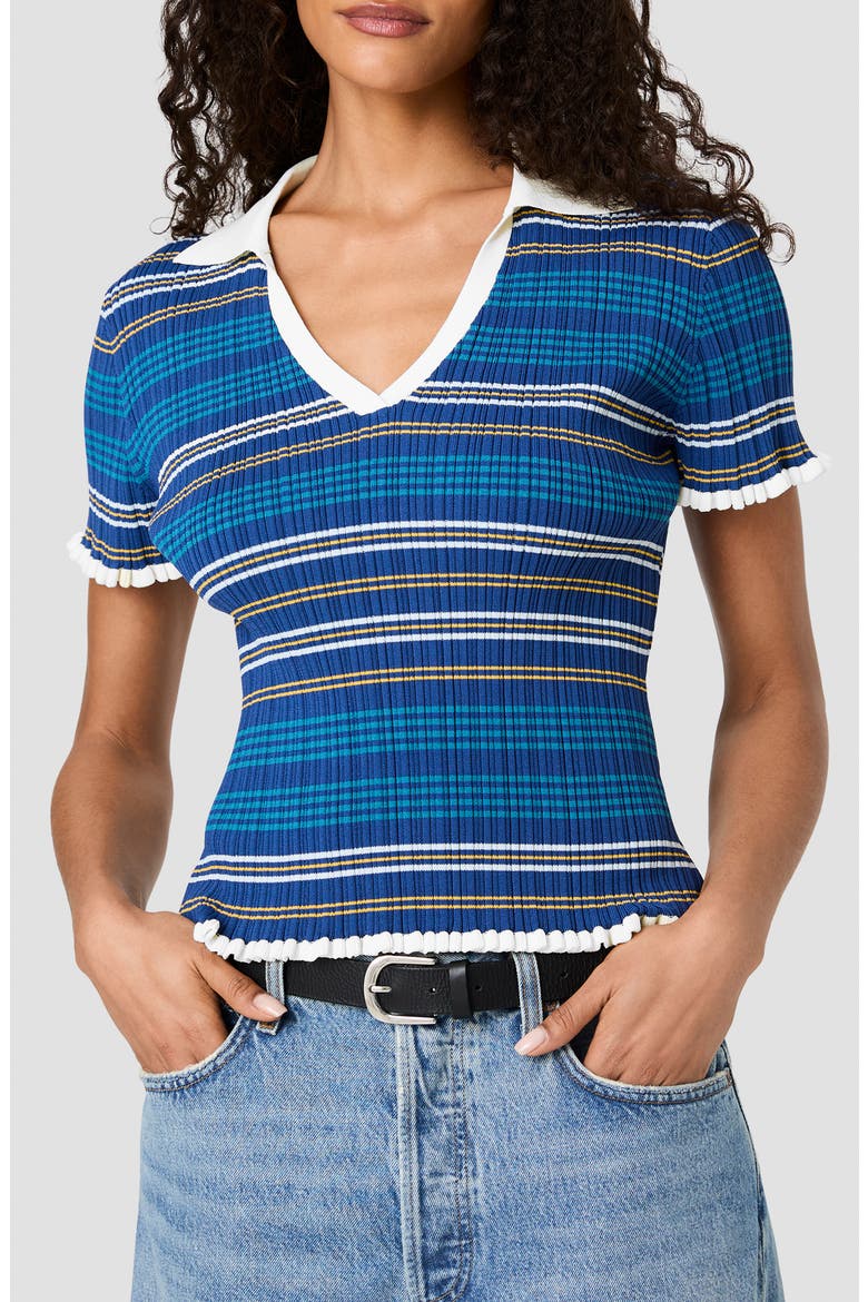 Striped Crinkle Rib Polo, Main, color, MIXED STRIPE