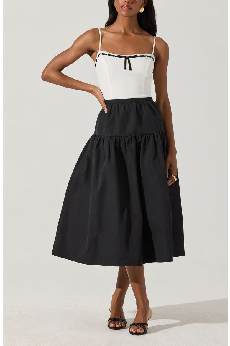 Drop Waist Cotton Blend Skirt, Alternate, color, BLACK