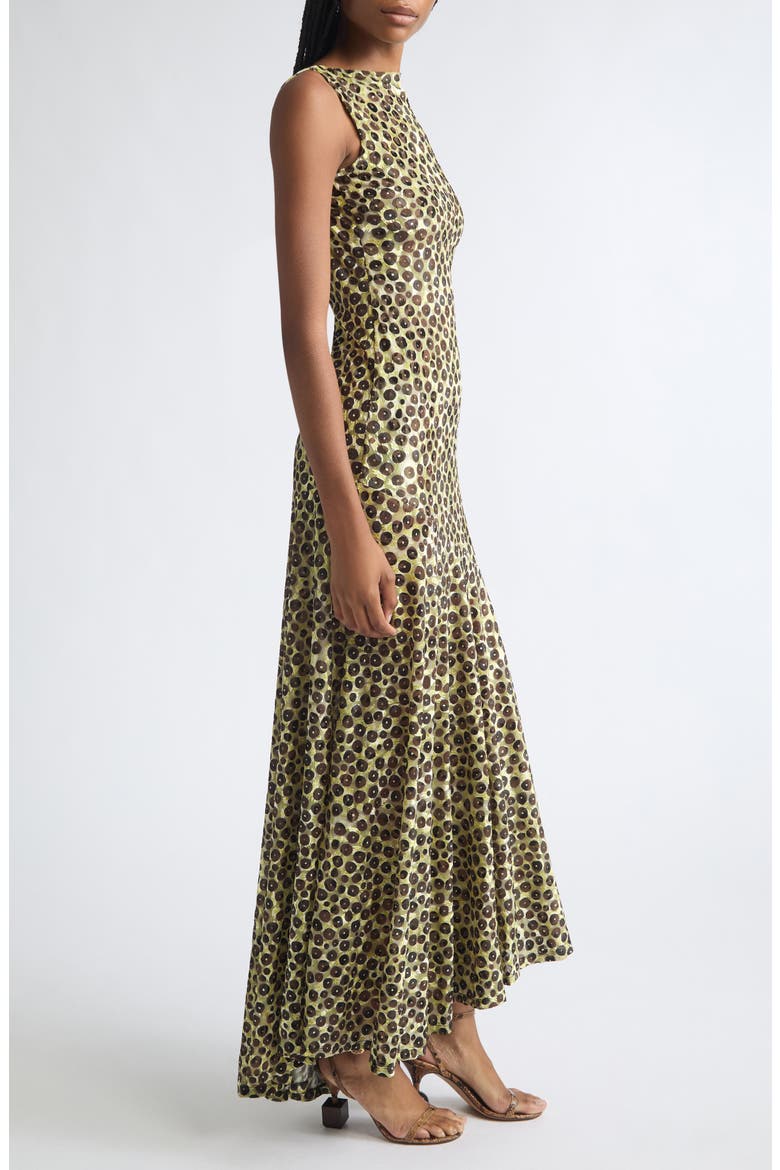Fens Open Back Velvet Devoré Maxi Dress, Alternate, color, BLACK MULTI