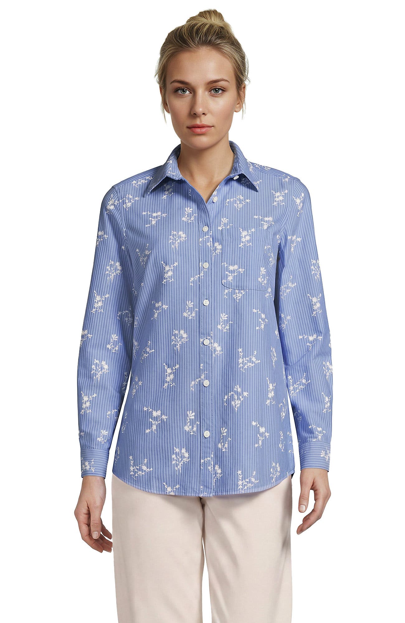 Ivory Floral/Cobalt Stripe