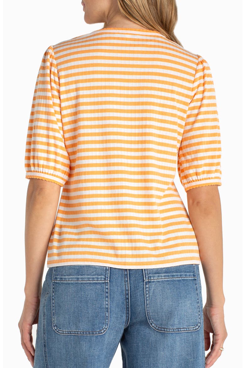 Stripe Split Neck Top, Alternate, color, ORANGE/ WHITE