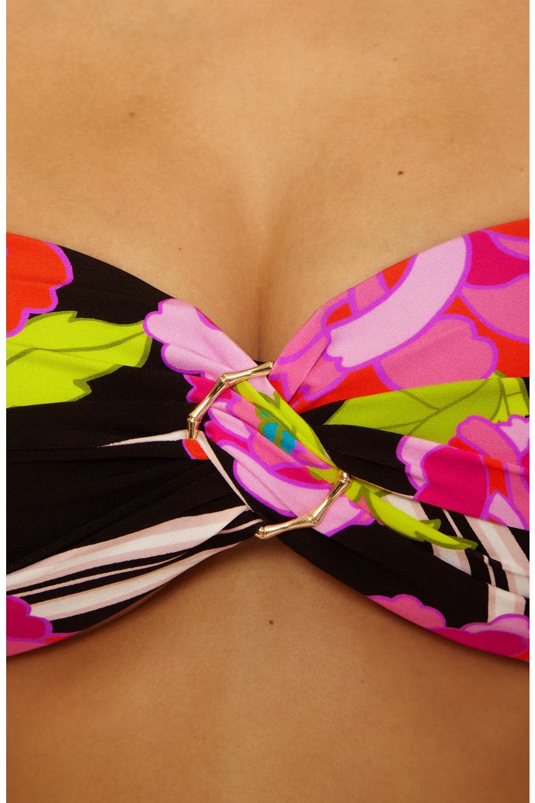 Bougainvillea Bandeau Bikini Top, Alternate, color, BLACK MULTI