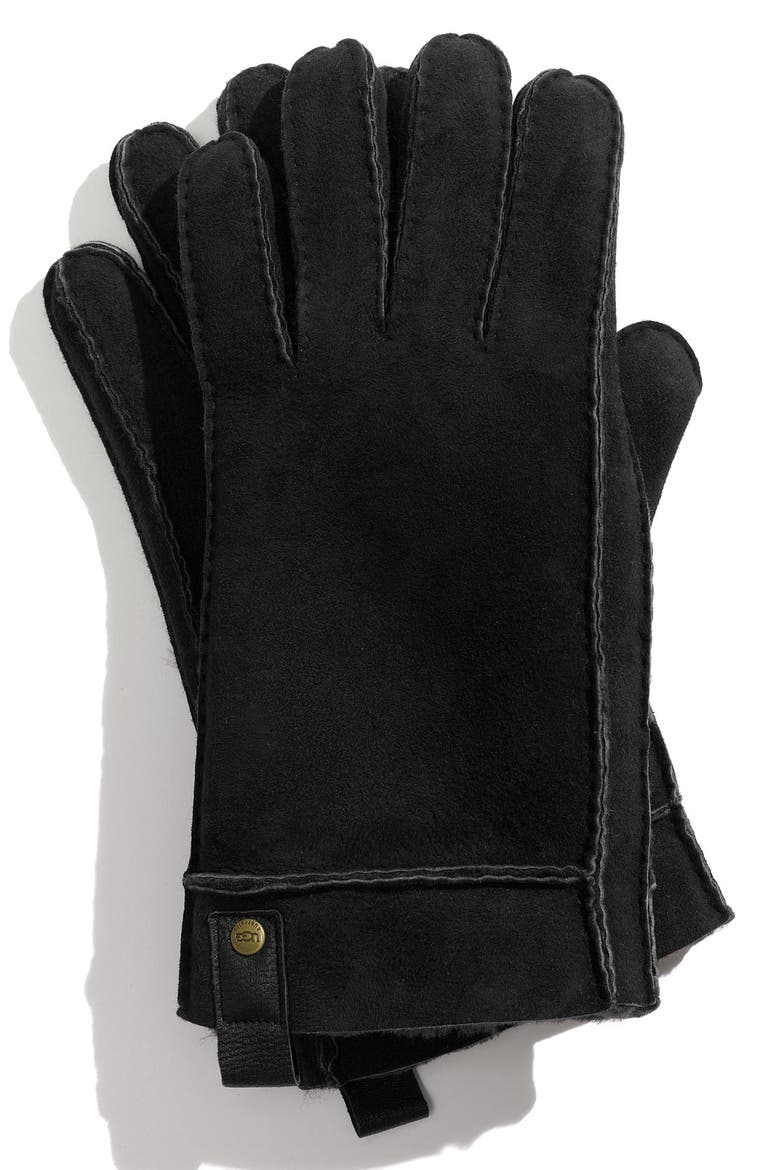 Genuine Shearling Gloves, Main, color, BLACK