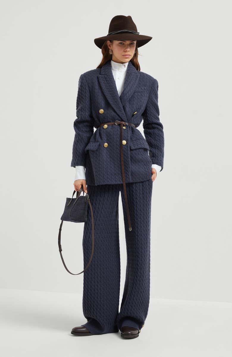 Brunello Cucinelli Cashmere knit trousers, Alternate, color, Blue