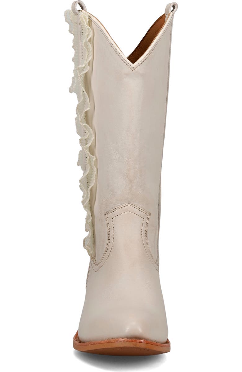 Frye Billy Ruffle Western Boot, Alternate, color, Ivory